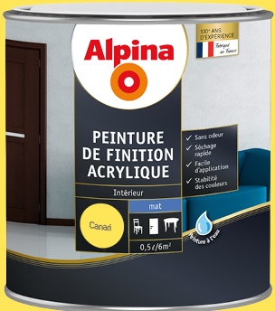 Peinture finition acrylique mat 0,5L canari